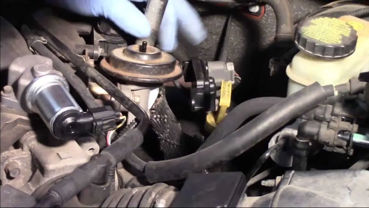 Diesel engine bay showing the EGR valve