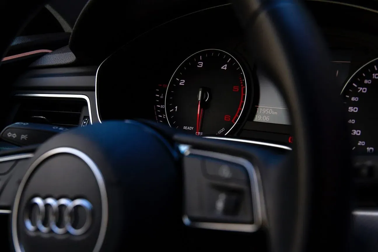 Audi instrument cluster lit in the dark